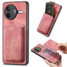 For Redmi K80 Retro Leather Card Bag Magnetic Phone Case(Pink) - 1