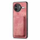 For Redmi K80 Retro Leather Card Bag Magnetic Phone Case(Pink) - 2