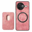 For Redmi K80 Retro Leather Card Bag Magnetic Phone Case(Pink) - 3