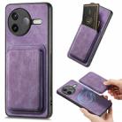 For Redmi K80 Retro Leather Card Bag Magnetic Phone Case(Purple) - 1