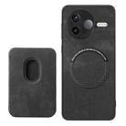 For Redmi K80 Retro Leather Card Bag Magnetic Phone Case(Black) - 3