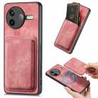 For Redmi K80 / Poco F7 Pro Retro Leather Card Bag Magnetic Phone Case(Pink) - 1