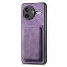 For Redmi K80 / Poco F7 Pro Retro Leather Card Bag Magnetic Phone Case(Purple) - 2