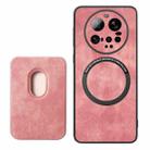 For Xiaomi 15 Ultra Retro Leather Card Bag Magnetic Phone Case(Pink) - 3