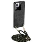 For Xiaomi 15 Pro Vintage Leather PC Back Cover Phone Case with Crossbody Strap(Black) - 1