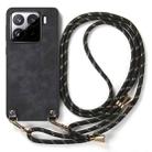For Xiaomi 15 Pro Vintage Leather PC Back Cover Phone Case with Crossbody Strap(Black) - 2