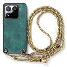 For Xiaomi 15 Pro Vintage Leather PC Back Cover Phone Case with Crossbody Strap(Green) - 2