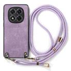 For Xiaomi Redmi Note 14 Pro+ 5G Vintage Leather PC Back Cover Phone Case with Crossbody Strap(Purple) - 2