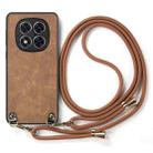 For Xiaomi Redmi Note 14 Pro+ 5G Vintage Leather PC Back Cover Phone Case with Crossbody Strap(Brown) - 2