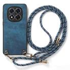 For Xiaomi Redmi Note 14 Pro+ 5G Vintage Leather PC Back Cover Phone Case with Crossbody Strap(Blue) - 2