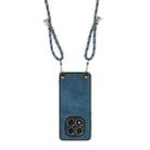 For Xiaomi Redmi Note 14 Pro+ 5G Vintage Leather PC Back Cover Phone Case with Crossbody Strap(Blue) - 3