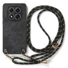 For Xiaomi Redmi Note 14 Pro+ 5G Vintage Leather PC Back Cover Phone Case with Crossbody Strap(Black) - 2