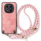 For Xiaomi Redmi Note 14 Pro 5G Vintage Leather PC Back Cover Phone Case with Crossbody Strap(Pink) - 2