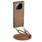 For Xiaomi Redmi Note 14 Pro 5G Vintage Leather PC Back Cover Phone Case with Crossbody Strap(Brown) - 1