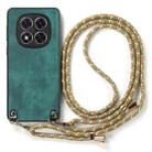 For Xiaomi Redmi Note 14 Pro 5G Vintage Leather PC Back Cover Phone Case with Crossbody Strap(Green) - 2