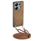 For Xiaomi Redmi Note 13 Pro 4G Vintage Leather PC Back Cover Phone Case with Crossbody Strap(Brown) - 1