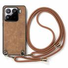 For Xiaomi Redmi Note 13 Pro 4G Vintage Leather PC Back Cover Phone Case with Crossbody Strap(Brown) - 2