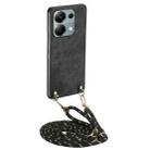 For Xiaomi Redmi Note 13 Pro 4G Vintage Leather PC Back Cover Phone Case with Crossbody Strap(Black) - 1