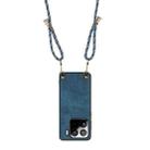 For Xiaomi Redmi Note 13 4G Vintage Leather PC Back Cover Phone Case with Crossbody Strap(Blue) - 3