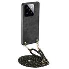 For Xiaomi 14 Pro Vintage Leather PC Back Cover Phone Case with Crossbody Strap(Black) - 1