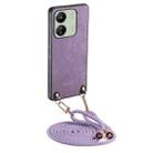 For Xiaomi Redmi 13C Vintage Leather PC Back Cover Phone Case with Crossbody Strap(Purple) - 1