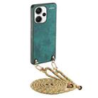 For Xiaomi Redmi Note 13 Pro+ Vintage Leather PC Back Cover Phone Case with Crossbody Strap(Green) - 1