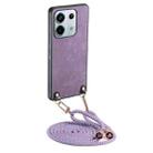 For Xiaomi Redmi Note 13 Pro 5G Vintage Leather PC Back Cover Phone Case with Crossbody Strap(Purple) - 1