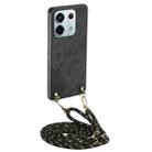 For Xiaomi Redmi Note 13 Pro 5G Vintage Leather PC Back Cover Phone Case with Crossbody Strap(Black) - 1