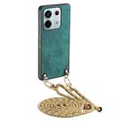 For Xiaomi Redmi Note 13 Pro 5G Vintage Leather PC Back Cover Phone Case with Crossbody Strap(Green) - 1