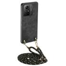 For Xiaomi Redmi Note 12S Vintage Leather PC Back Cover Phone Case with Crossbody Strap(Black) - 1