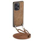 For Xiaomi Redmi Note 12 Turbo Vintage Leather PC Back Cover Phone Case with Crossbody Strap(Brown) - 1