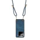 For Xiaomi Redmi Note 12 Turbo Vintage Leather PC Back Cover Phone Case with Crossbody Strap(Blue) - 3