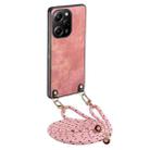 For Xiaomi Poco X5 Pro Vintage Leather PC Back Cover Phone Case with Crossbody Strap(Pink) - 1