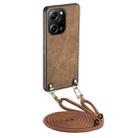 For Xiaomi Poco X5 Pro Vintage Leather PC Back Cover Phone Case with Crossbody Strap(Brown) - 1