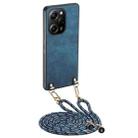 For Xiaomi Poco X5 Pro Vintage Leather PC Back Cover Phone Case with Crossbody Strap(Blue) - 1