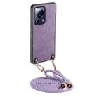 For Xiaomi 13 Lite Vintage Leather PC Back Cover Phone Case with Crossbody Strap(Purple) - 1