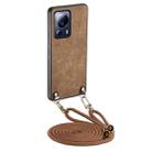 For Xiaomi 13 Lite Vintage Leather PC Back Cover Phone Case with Crossbody Strap(Brown) - 1