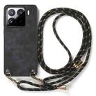 For Xiaomi 13 Lite Vintage Leather PC Back Cover Phone Case with Crossbody Strap(Black) - 2