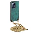 For Xiaomi 13 Lite Vintage Leather PC Back Cover Phone Case with Crossbody Strap(Green) - 1