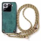 For Xiaomi 13 Pro 5G Vintage Leather PC Back Cover Phone Case with Crossbody Strap(Green) - 2