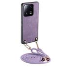 For Xiaomi 13 Vintage Leather PC Back Cover Phone Case with Crossbody Strap(Purple) - 1