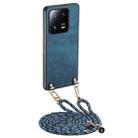 For Xiaomi 13 Vintage Leather PC Back Cover Phone Case with Crossbody Strap(Blue) - 1