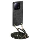 For Xiaomi 13 Vintage Leather PC Back Cover Phone Case with Crossbody Strap(Black) - 1