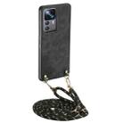 For Xiaomi 12T Pro Vintage Leather PC Back Cover Phone Case with Crossbody Strap(Black) - 1