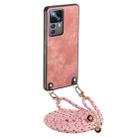 For Xiaomi 12T Vintage Leather PC Back Cover Phone Case with Crossbody Strap(Pink) - 1