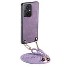 For Xiaomi Poco M5 4G Vintage Leather PC Back Cover Phone Case with Crossbody Strap(Purple) - 1