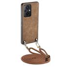 For Xiaomi Poco M5 4G Vintage Leather PC Back Cover Phone Case with Crossbody Strap(Brown) - 1