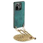 For Xiaomi Poco M5s 4G Vintage Leather PC Back Cover Phone Case with Crossbody Strap(Green) - 1