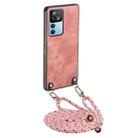 For Xiaomi Redmi K50 Ultra Vintage Leather PC Back Cover Phone Case with Crossbody Strap(Pink) - 1