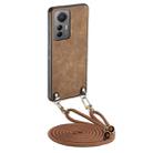 For Xiaomi 12 Lite Vintage Leather PC Back Cover Phone Case with Crossbody Strap(Brown) - 1